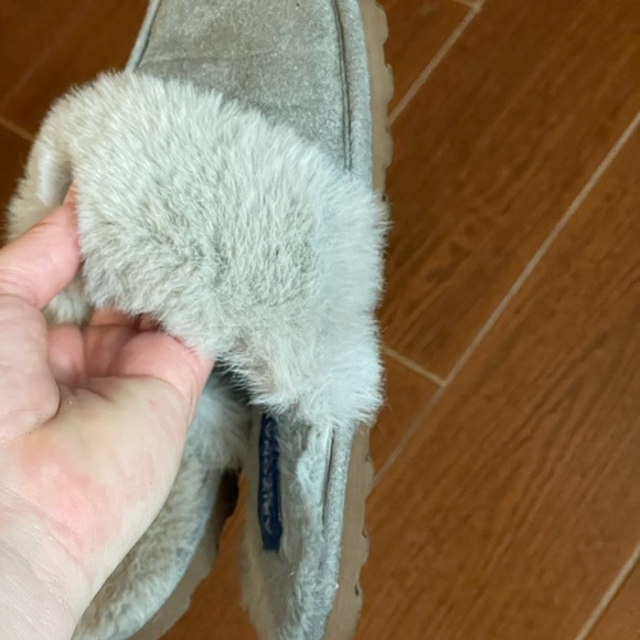 Arizona Becca Faux Fur Gray Slippers Size 5 to 6 small fuzzy slides shoes vegan - Picture 8 of 16